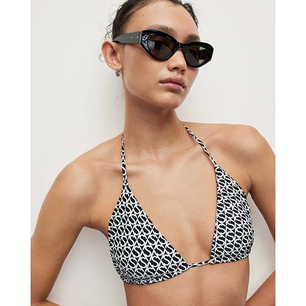 Allsaints Australia Womens Nico Monogram Bikini Top Black/White AU05-748